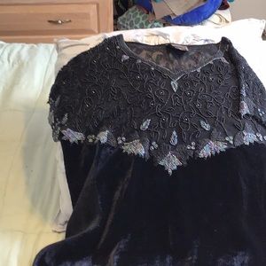 Midi length black velvet dress